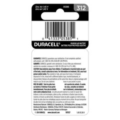 Duracell Size 312 Brown Hearing Aid Batteries, 8 Pack