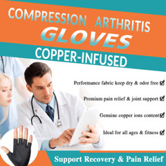 Copper Arthritis Compression Gloves Hand Wrist Brace Support Joint Pain Relief