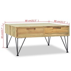 Coffee Table End Table Accent Sofa Table with 2 Drawers Solid Teak vidaXL