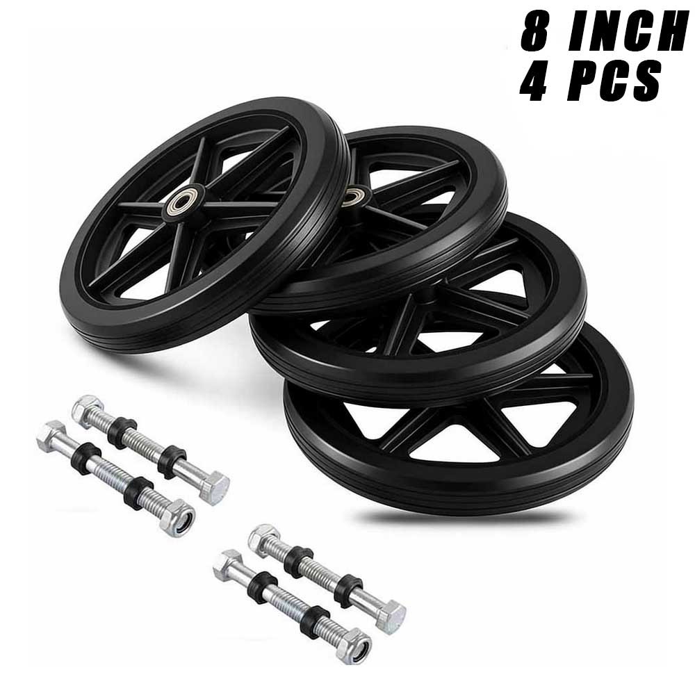 4 Pack 8 Inch Solid Front Caster Wheels with Axles For Wheelchair Walker