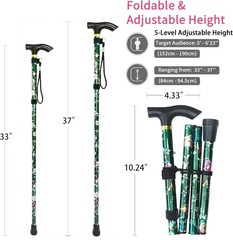 Walking Cane Printed Folding Cane, Adjustable Walking Cane for Women, Foldable C