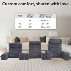 ENITYA 19” Back Pillow for Bed Sitting up, Built-in Armrests & Big Pockets, Back