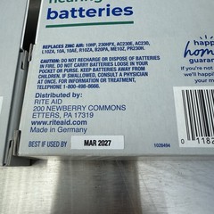 Size 10 Hearing Aid Batteries By Rite Aid 72 PACK Expires March 2027