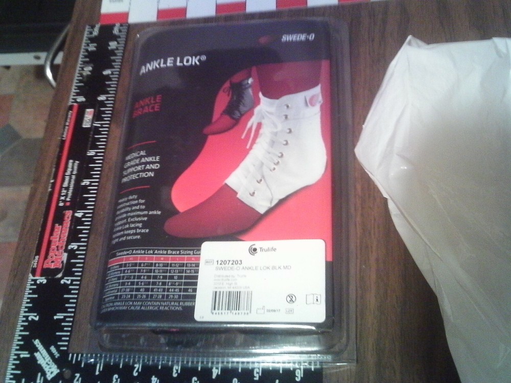 Ankle support Brace LARGE Black w inserts Swede-0 # 2