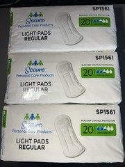 60 Counts (3of20) Secure Light Regular SP1561 Incontinence Bladder Control Pads