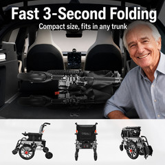 Lightweight Foldable Electric Wheelchair for Adults, Motorized Power Wheelchair