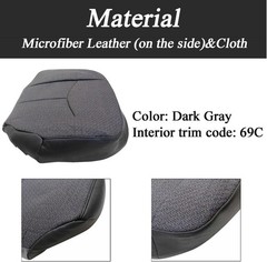 Front Driver Side Bottom Replacement Seat Cover Cloth Dark Gray and Bottom Foam