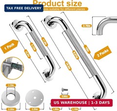 3 Packs Shower Grab Bars for Bathroom, 2 x 16 Inch & 1 x 12 Inch Safety Handicap