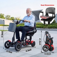4-Wheel Foldable Portable Electric Scooter, 330lbs,30 Miles Range,12MPH