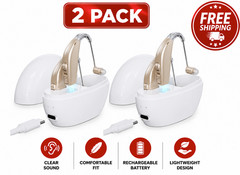 2 PACK Hearing Aids for Seniors Rechargeable with Noise Cancelling