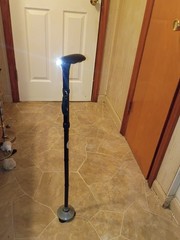 TeleBrands Adjustable Height Walking Cane w/ LED Light, Black/Gray