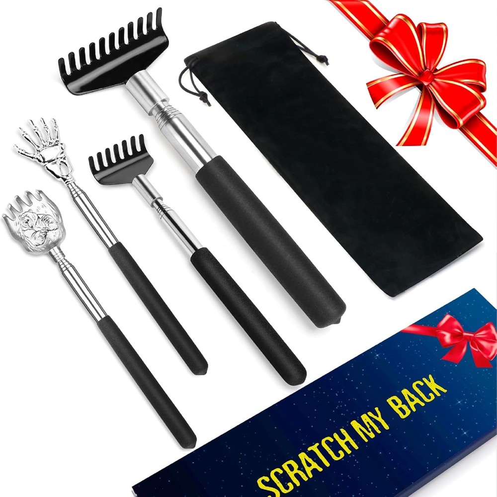 4 Pack Telescoping Stainless Steel Back Scratcher for Adults Seniors