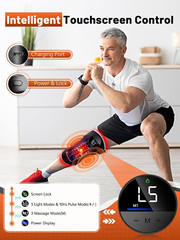 Red Light Therapy Knee Brace, Vibration Knee Massage with Extension Band, Wirele