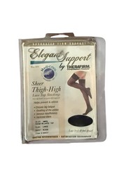 Therafirm Sheer Thigh-High Stockings Black (NEW!) Hard To Find