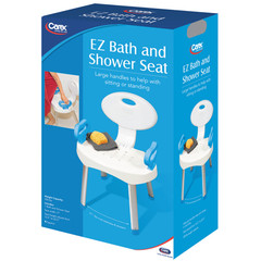 Carex EZ Adjustable Shower Chair 300lb Cap – Wide Bath Seat with Arms & Backrest