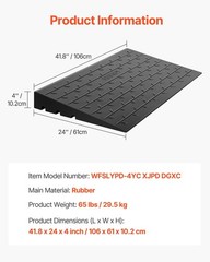 4″ Rise Rubber Threshold Ramp – 3 Channel Cord Cover, Non-Slip, 2200 Lbs Capacit