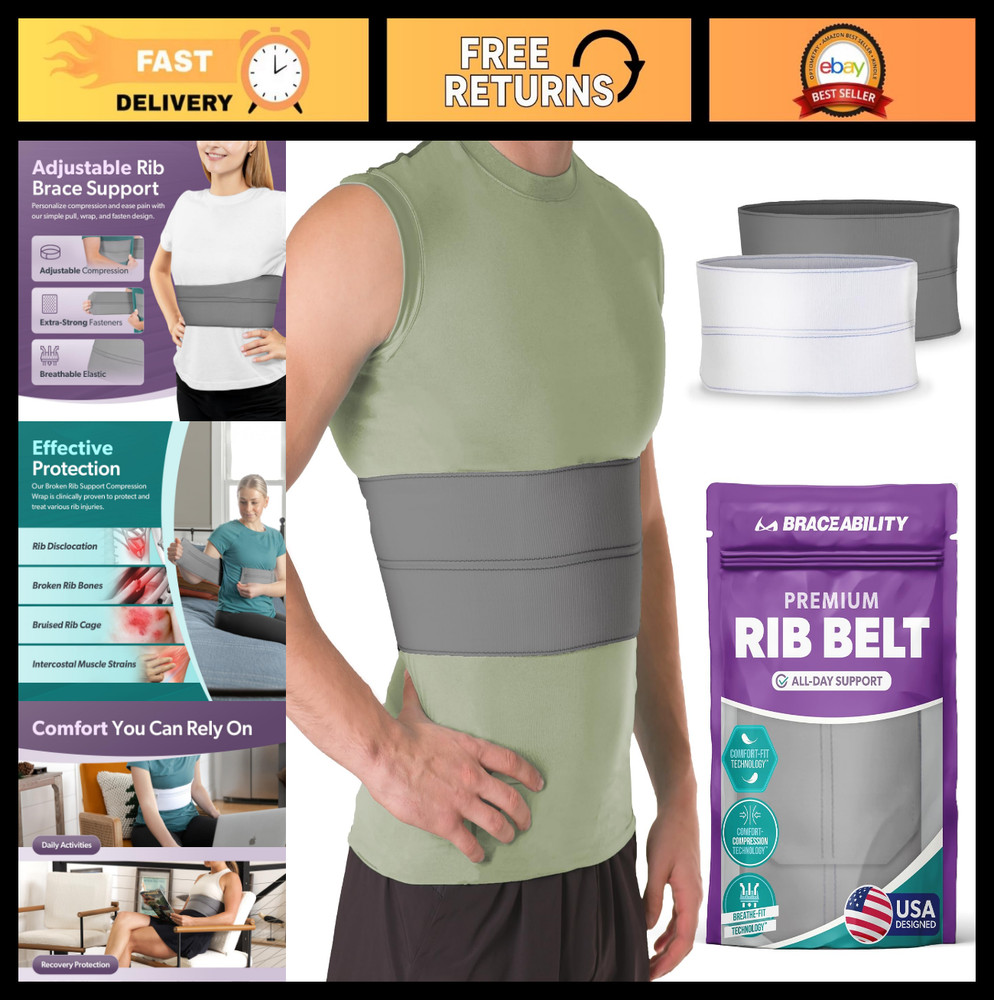 Rib Compression Brace for Men & Women – Chest Support Wrap for Fractured Ribs, C