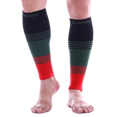 Calf Compression Sleeve 1 Pair Doc Miller 20-30 mmHg Varicose Veins BLK/GRN/RED