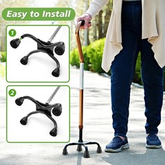 MFE Quad Cane Tip (8 Pack), Non-Slip Durable Rubber 5/8 Inch, Black