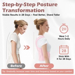 LuxuMach Posture Corrector for Women & Men, Full Back Brace Small, Pink