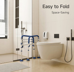 Adjustable Toilet Safety Frame Padded Armrests Foldable 350LB Elderly Support