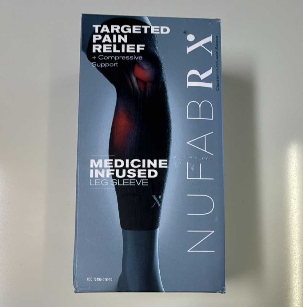 Nufabrx Medicine Infused Leg Compression Sleeve Pain Relief Black One Size