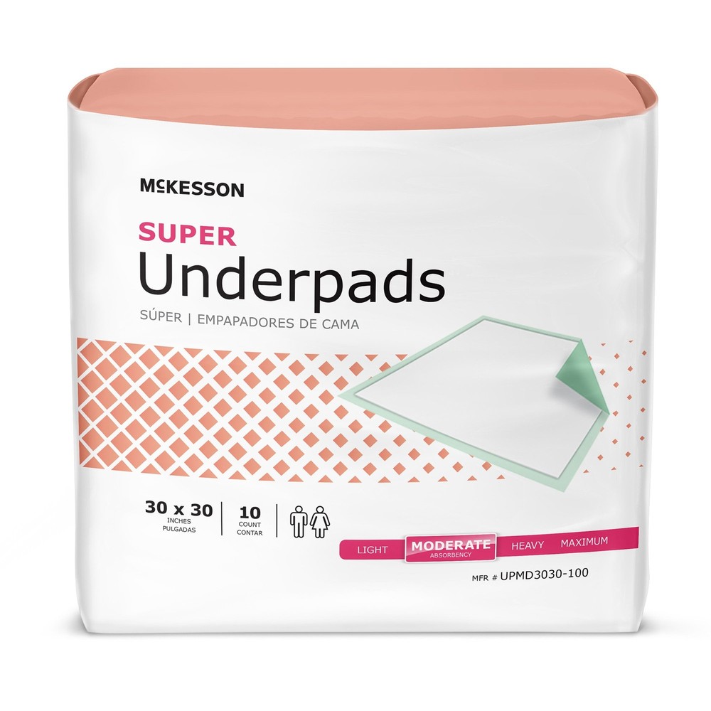 10 McKesson Moderate Absorbency Disposable Adult Bed Pad Underpads 30×30″