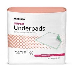 10 McKesson Moderate Absorbency Disposable Adult Bed Pad Underpads 30×30″