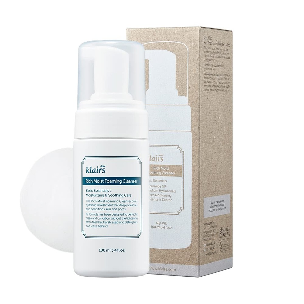 DearKlairs Rich Moist Foaming Cleanser 3.4oz 100ml K-Beauty Skincare