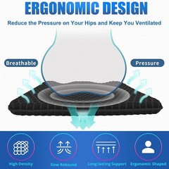 Ultimate Comfort Gel Seat Cushion – Large 19x18in for Long Sitting & Pain Relief