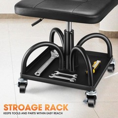 Rolling Padded Seat Adjustable Height Seat 330Lbs Capacity Rolling Mechanic Cree