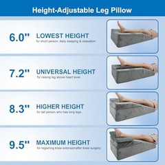 Knee Elevation Pillow for Surgery Recovery, Adjustable Memory Foam Cushion for P