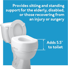 Carex Toilet Seat Riser, Adds 5 Inches of Height, Elevated and Raised Toilet Sea
