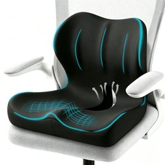 BANKQF Seat Cushion for Office Chair and Car, Ergonomic Memory Large, Black