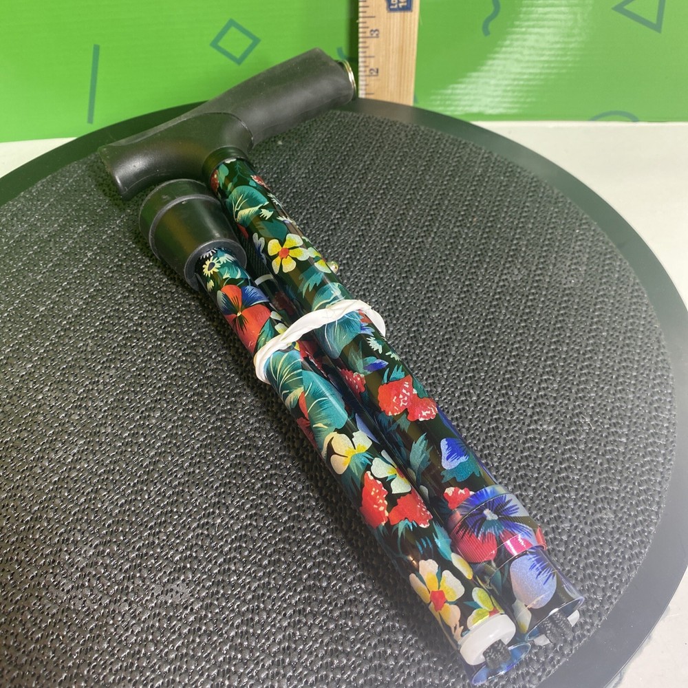 Adjustable Folding Cane with Ergonomic Handle, Lightweight, Sturdy Flowers