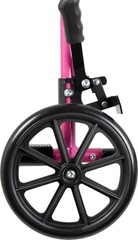 Safe and Stylish Pink Folding Wheelchair with Padded Armrests – 300 lbs Capacity