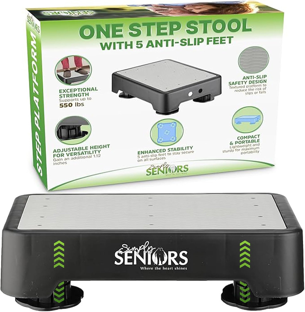 Small Step Stool for Adults Seniors Mobility Aid Heavy Duty Plastic Gray