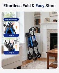Walkers for Seniors with Seat, Thickened Flat Tube Frame, Foldable Rollator 350