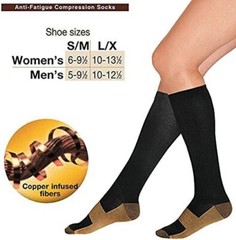 Miracle Copper Unisex Adult Socks Extra Firm Size Small/Medium 1 Pair Black