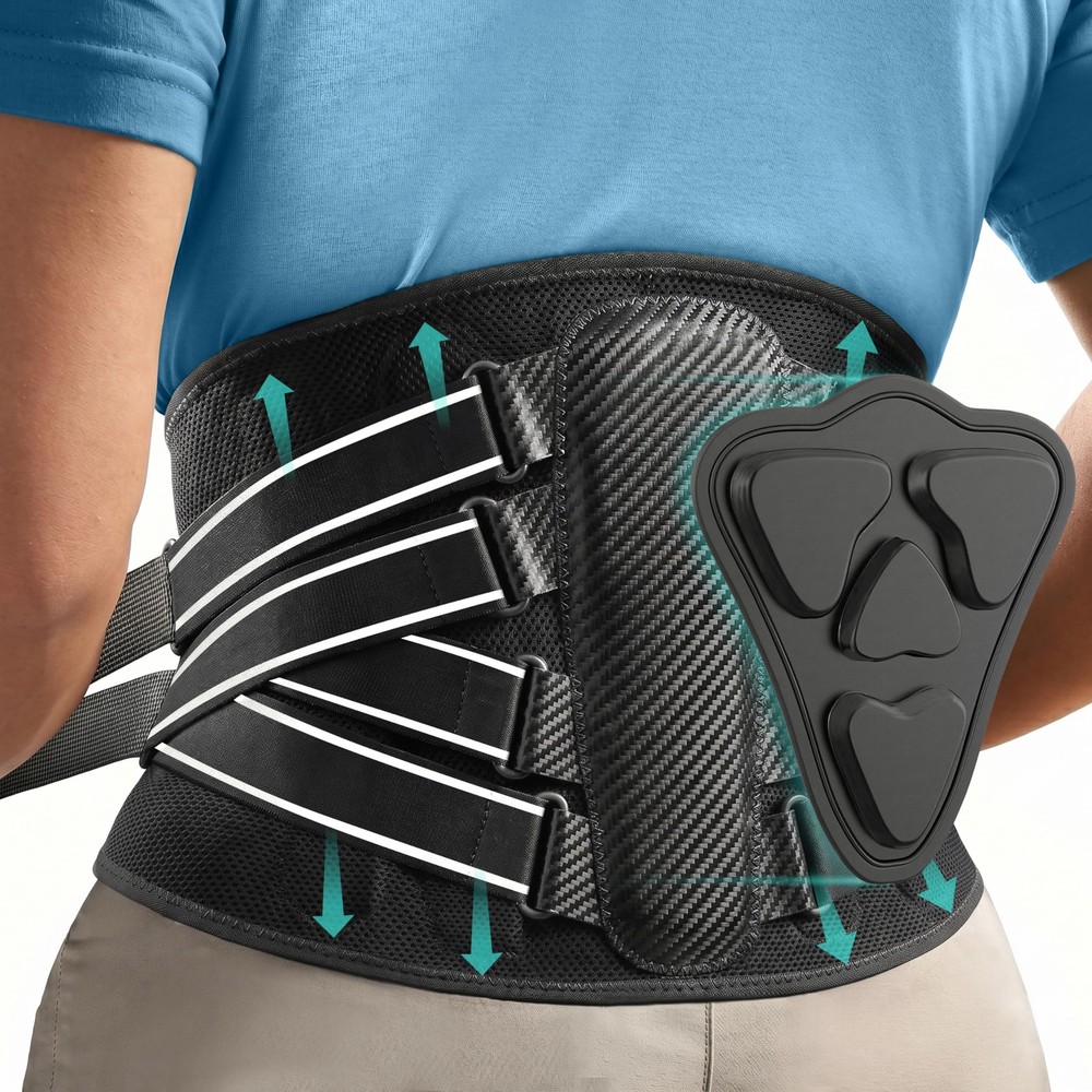 Back Brace for Lower Back Pain – Wide Lumbar Panel, 7 Stays & 3D Triangle Pad…