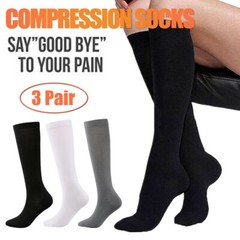 3 Pair Full Compression Socks 10-20 mmhg New Strong Support Stockings Free Ship