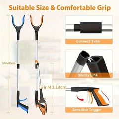 1PCS 32in Garbage Picker Gripper Tool with 360° Rotating Head – NEW