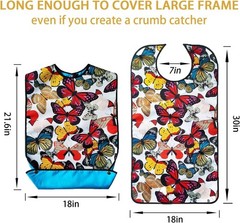 Waterproof Adult Bibs for Women, 3 Pack with Crumb Catcher, Washable