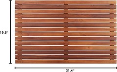 Nordic Style Premium Teak Shower & Bath Mat Indoor & Outdoor Use Non-Slip Wooden