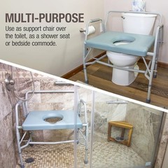DMI Drop Arm Portable Toilet Commode, Extra-Wide Seat, 500 Pound Weight Capacity