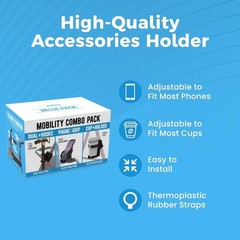 Mobility Combo Pack, Hook, Phone and Cup Holder for Walker, Portable Beverage…