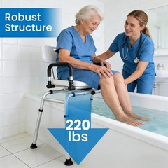 Sliding Tub Transfer Bench Adjust Height Shower Chair W/360 Degree Swivel Seat
