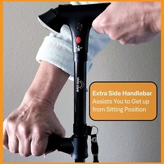 Refurbished Walking Cane with Light & Alarm – Foldable Adjustable – Size M
