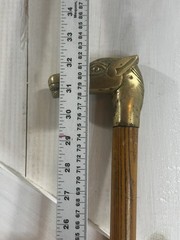 Vintage Wood & Solid Brass Horse Head Cane Walking Stick 35″