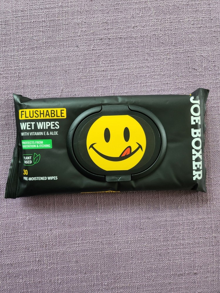 Joe Boxer Flushable Wipes with Vitamin E & Aloe. 30 ct. Travel Friendly!!!